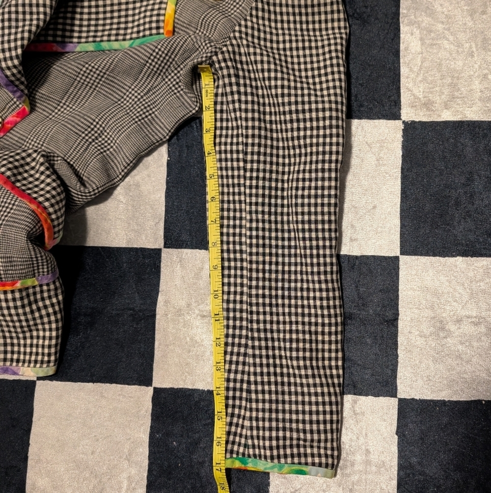 RARE Vintage Emanuel Ungaro Black and White Plaid Blazer Tie Dye Trim - Picture 7 of 10